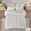 White Shabby Chic Full/Queen Cotton Chenille Bedding , With Buttoned Cover And Tied Pillowcases Duvet Button Tie-127242588-127242592