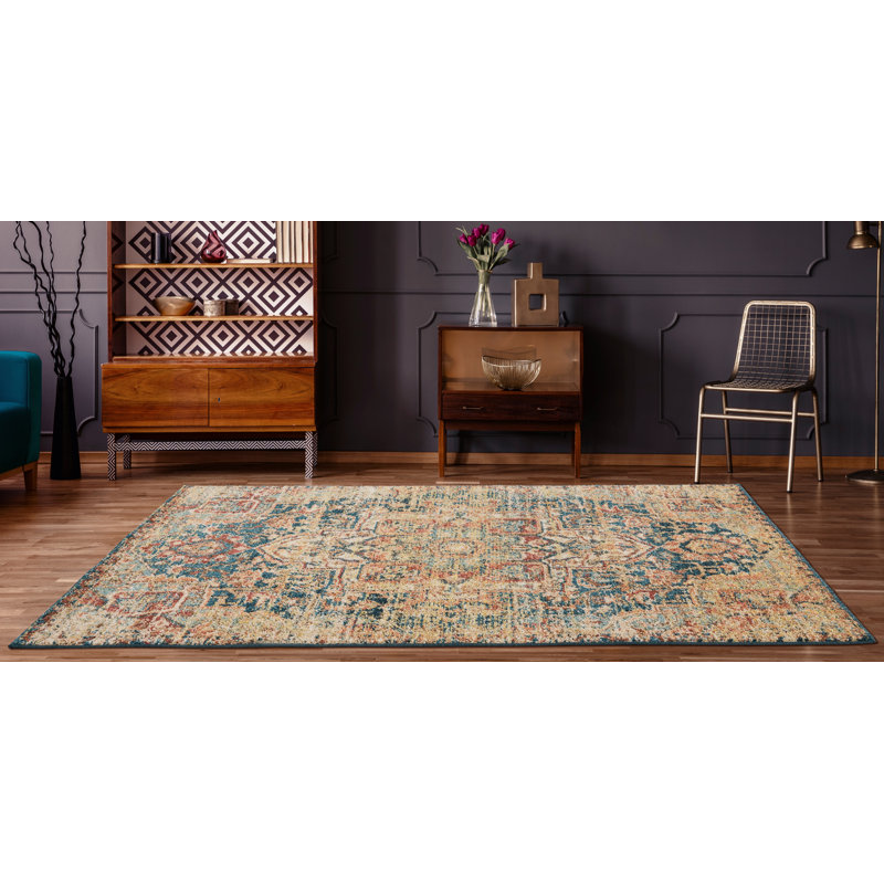 Hicklin Synthetic Oriental Indoor Rug, Rectangle 5'3" x 7'2"