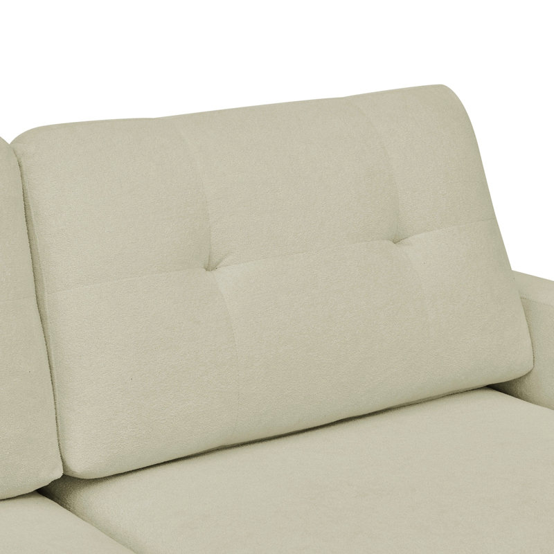 Mid-Century moderne rembourré de 67,7 po de largeur avec pieds en bois, 2 sièges, crème, 29,96 po de profondeur, café et conversation