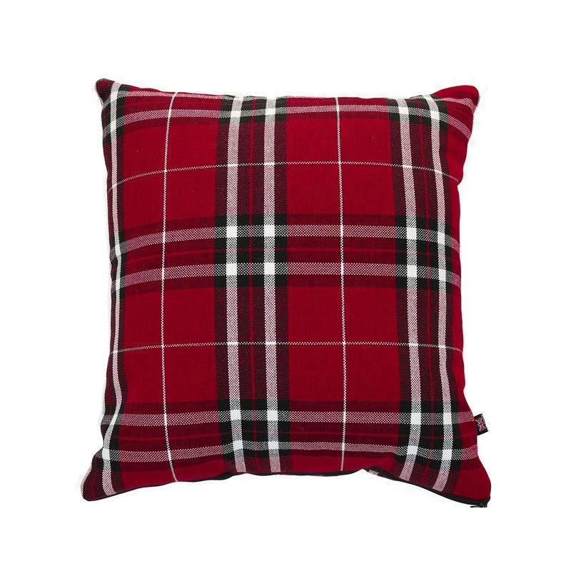 Chagnon Plaid Square Throw Cushion, Red, Small