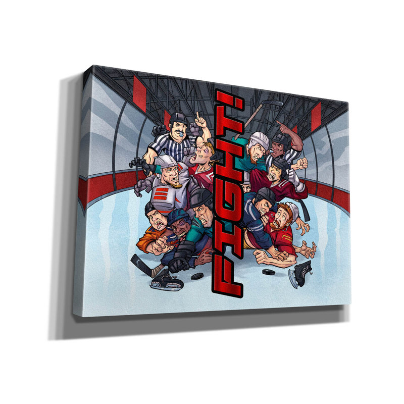 «Lurello Hockey Fight» sur toile de fond, H 12 po x l 16 po x P 0,75 po