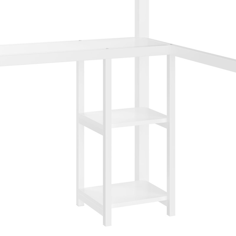 Structure de lit mezzanine en métal avec garde-robe intégrée, bureau et tablettes de rangement, pour enfants, adolescents, adultes