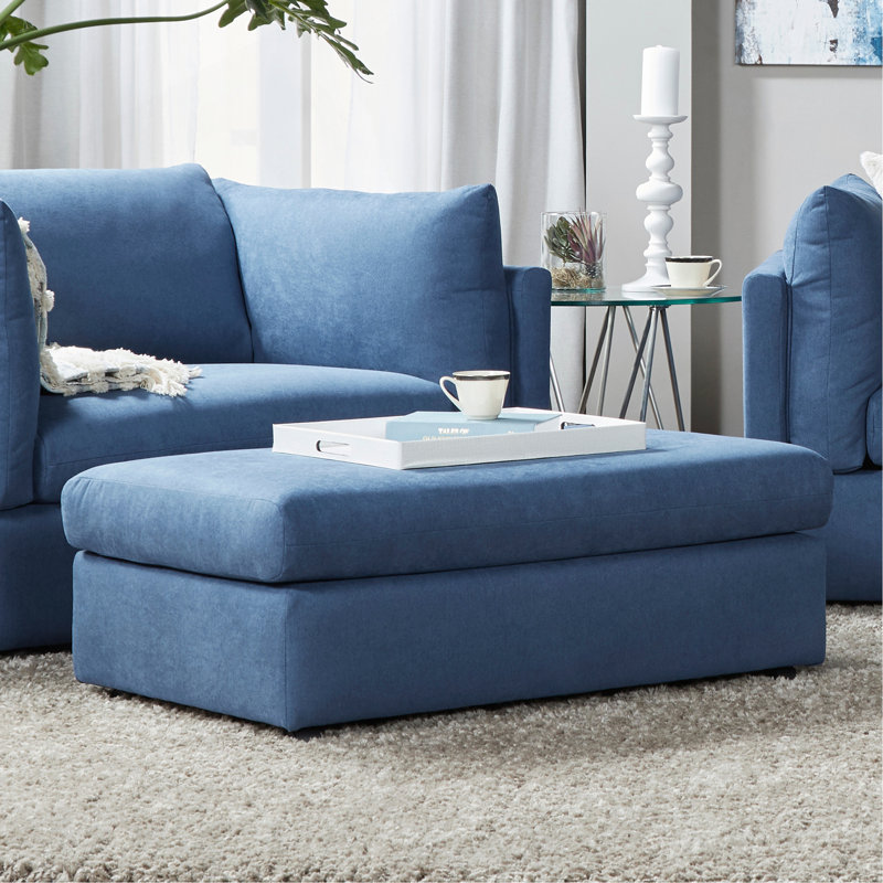 Living Room Fabric Ottoman, Blue