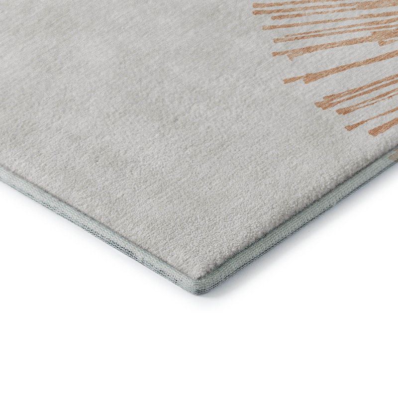 Tapis saumon Cerrito lavable à la machine de qualité supérieure, Rectangulaire 8 pi x 10 pi