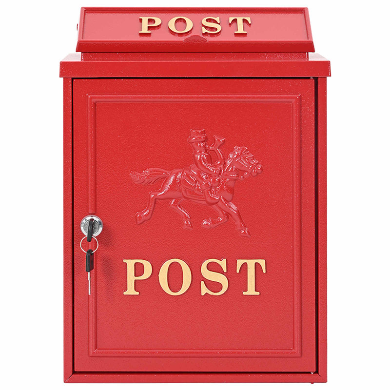Cast Aluminum Wall Mounted Post Box, Red