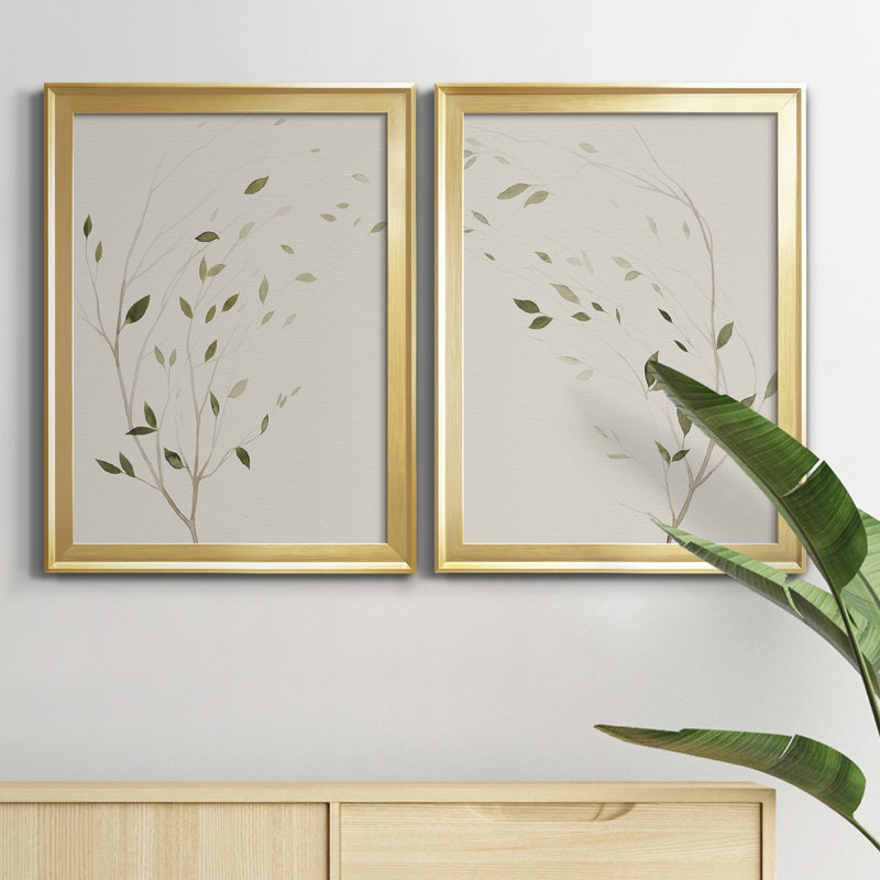 «Wind's Whisper I», ensemble de 2 impressions sur toile encadrées, Cadre doré, H 24,5 po x l 18,5 po x P 1,25 po