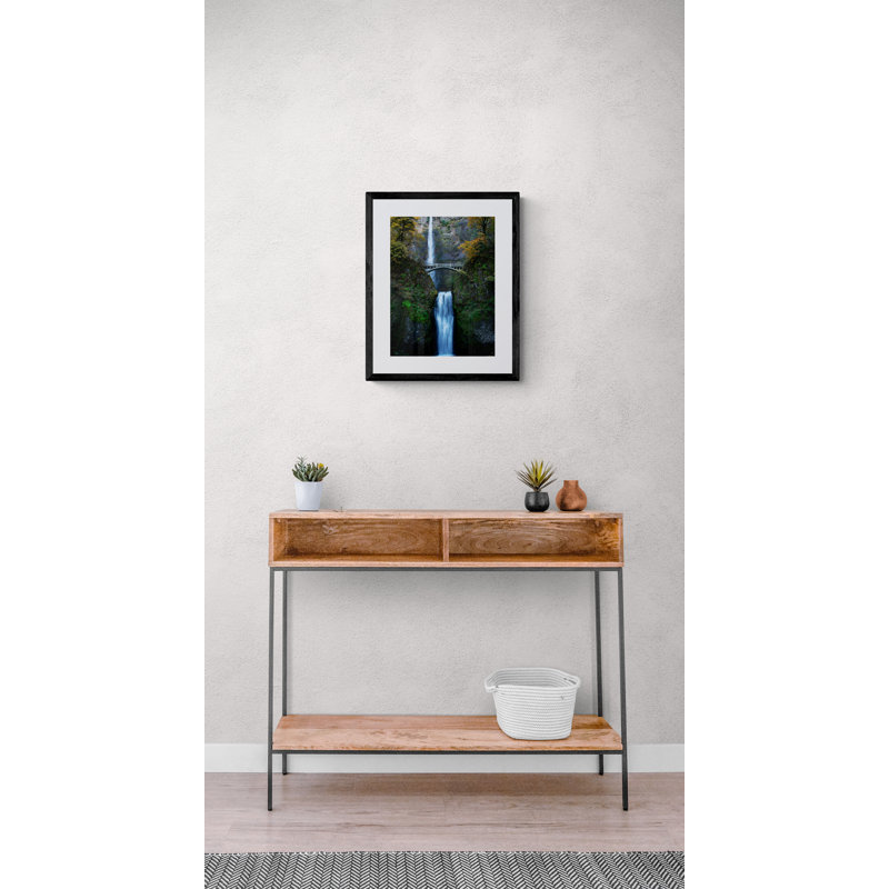 Multnomah Falls in Autumn Framed Photographic Print, 20" H x 16" W, Black Framed Paper