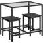 Ensemble de table de salle à manger moderne en verre pour petits espaces, table de cuisine rectangulaire avec 3 chaises, ensemble de salle à manger de mobilier de maison, noir - ensemble de 4 pièces / taille standard / verre et métal / moderne