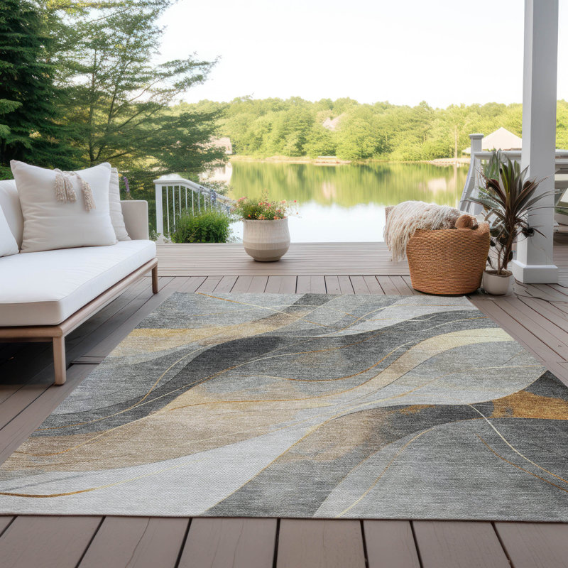 Tapis intérieur / extérieur gris Aelien, 5' x 7'6"