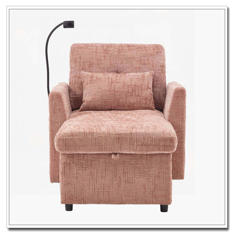 Chaise longue en chenille avec rangement, Rose