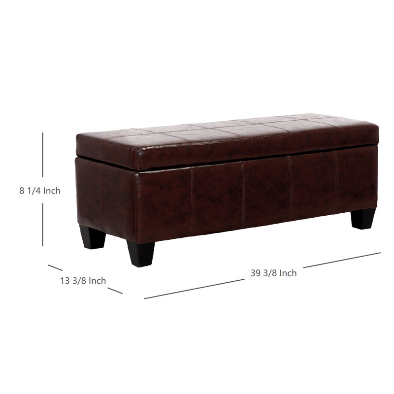 Carnet Faux Leather Upholstered Storage Bench, Espresso