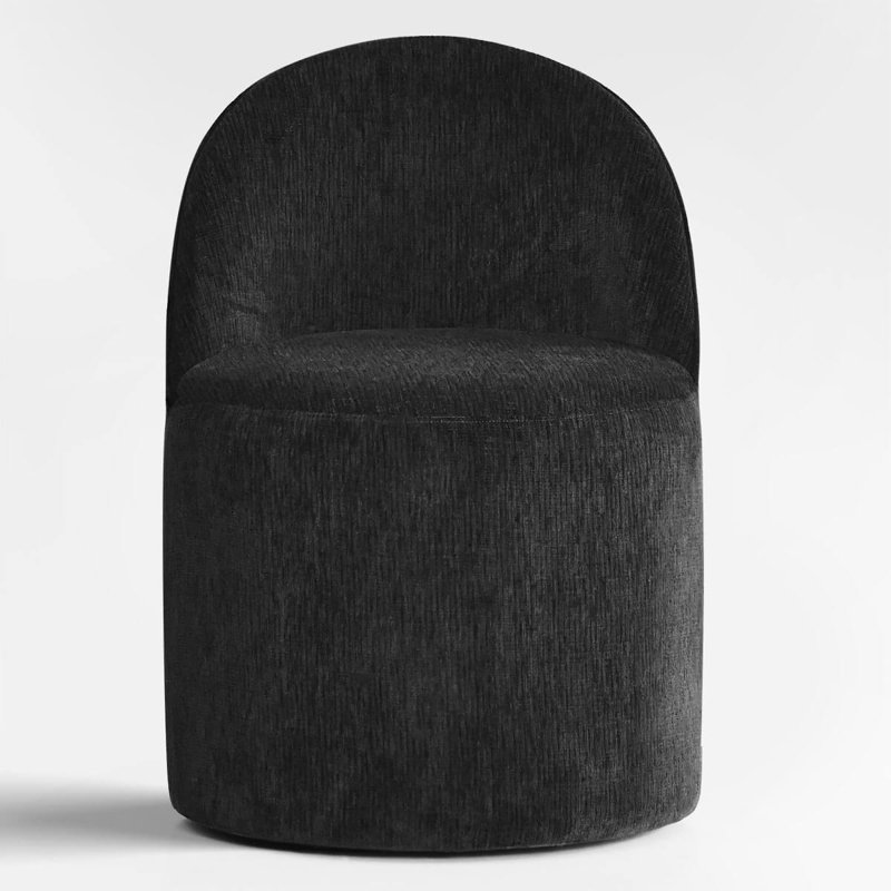 Chaise roulante rembourrée en chenille avec roulettes cachées, Noir, 1