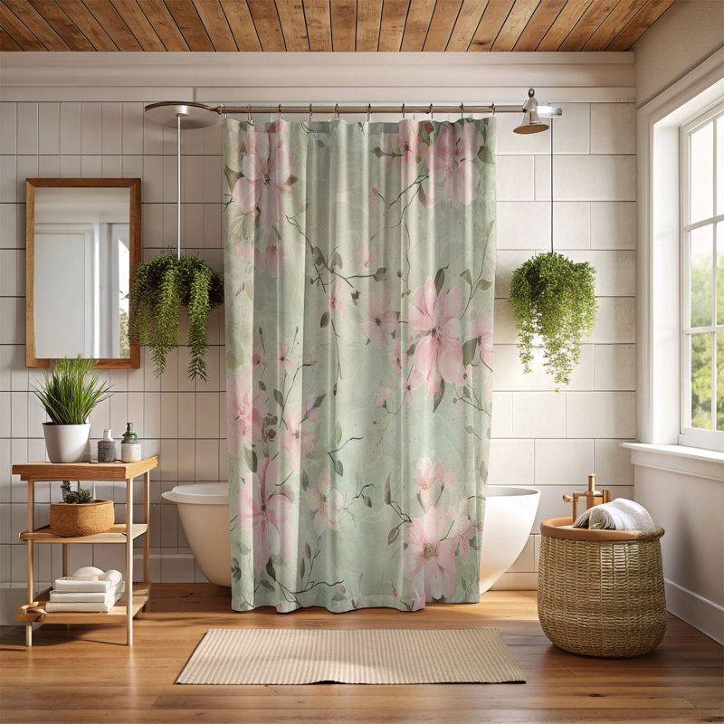 Antique Floral Designs - Rideau de douche standard 1 pièce, H 74 po x l 71 po
