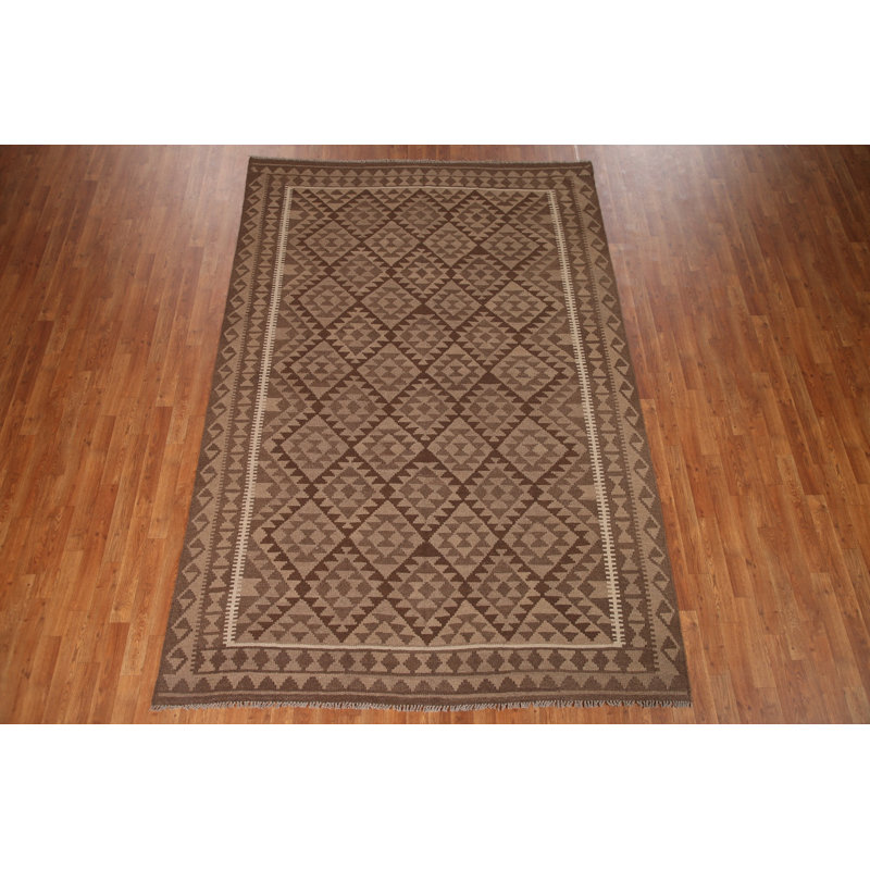 Tapis oriental réversible en laine Kilim 7 x 10