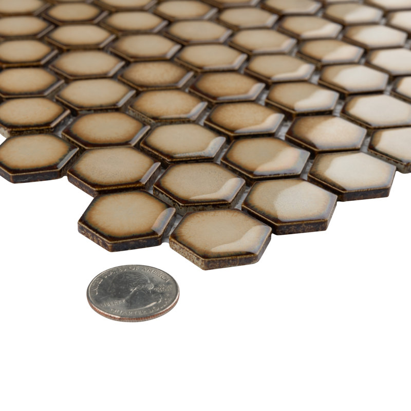 Hudson 1" x 1" Porcelain Honeycomb Mosaic Wall & Floor Tile, Earth