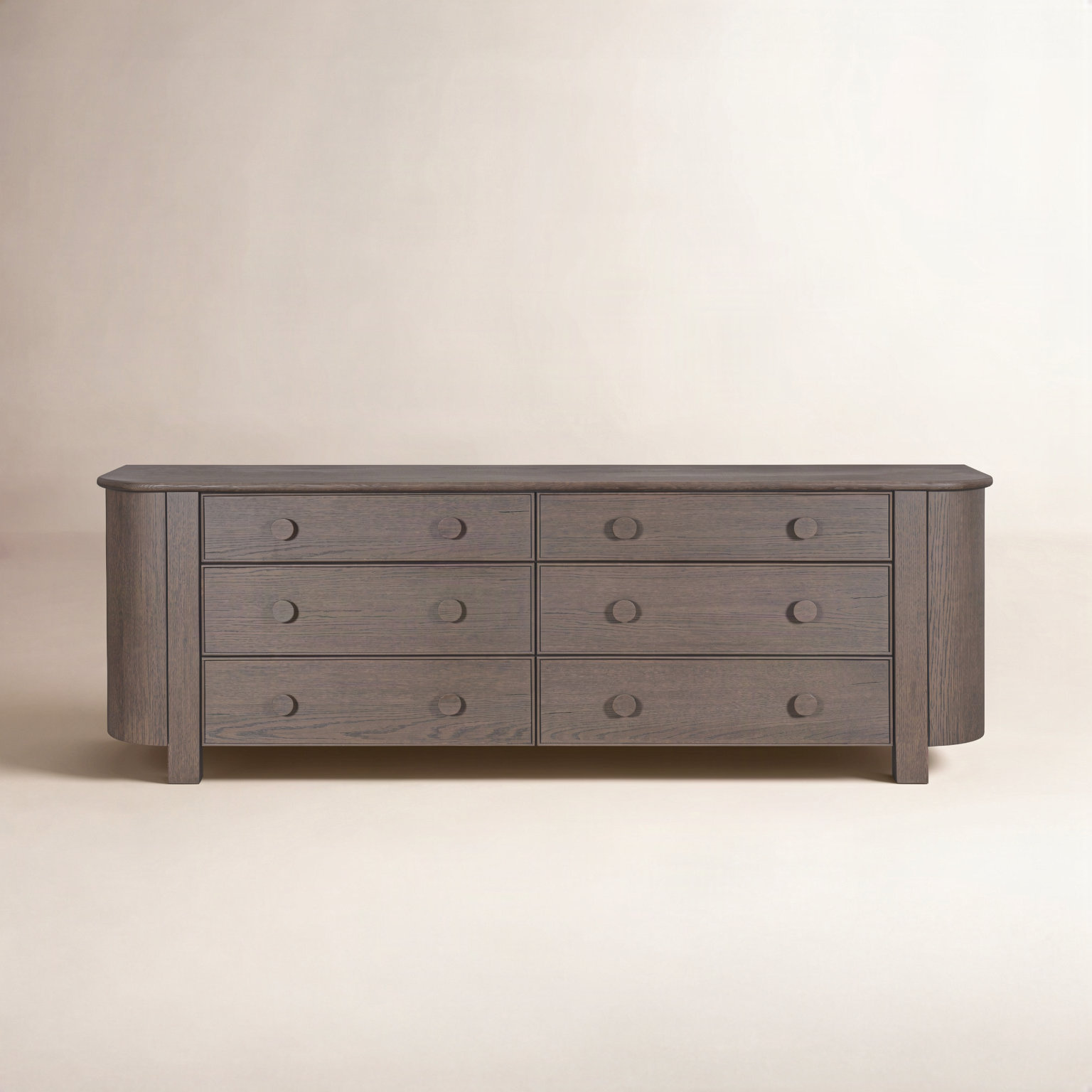 88" Oak Dresser, Dark Brown