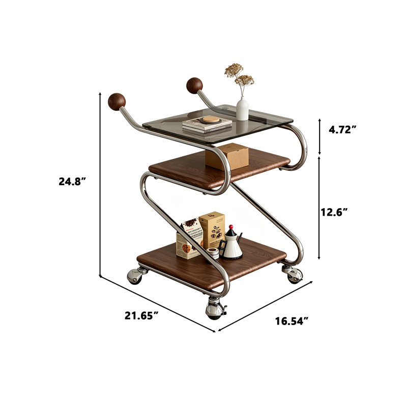 Glass and Solid Wood Bar Cart