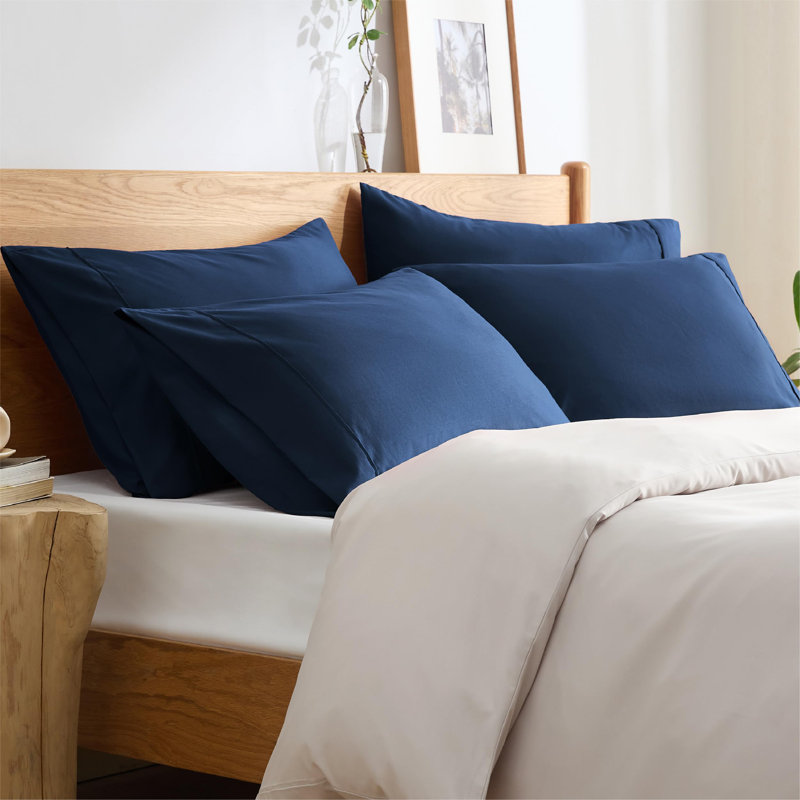 Bedsure Pillow Cases Set Of 4 - Polyester Microfiber Pillowcase, Navy, Standard Pillow Case