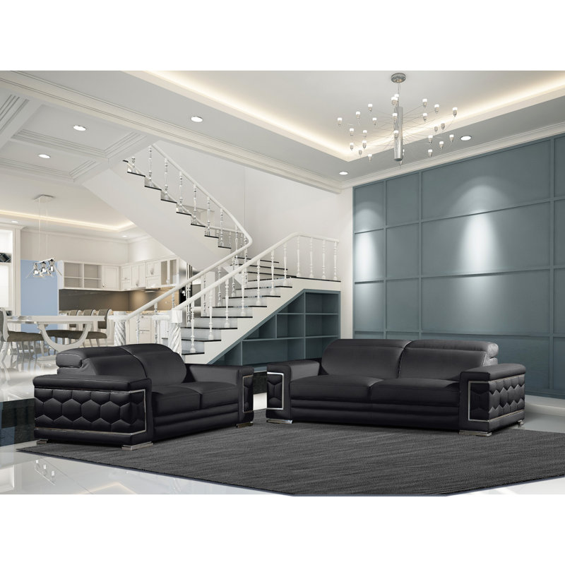 Banti 2-Piece Leather Living Room Set - Modern Design