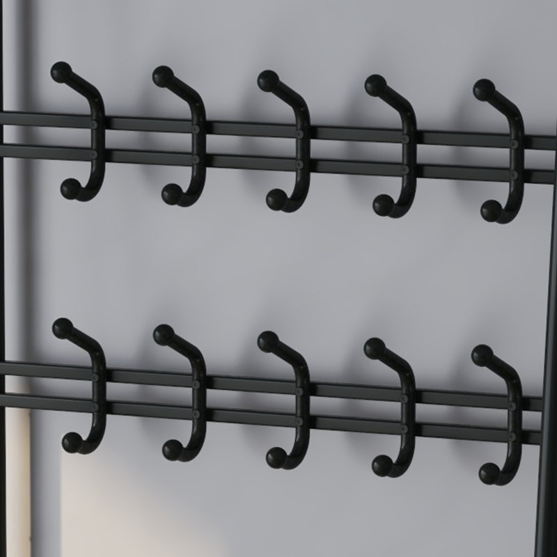 Metal Entryway Hall Tree, 25-Inch Freestanding Coat Rack with Hooks for Hallway or Bathroom
