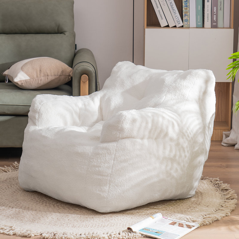 Soft Teddy Fabric Bean Bag Chair, Ivory