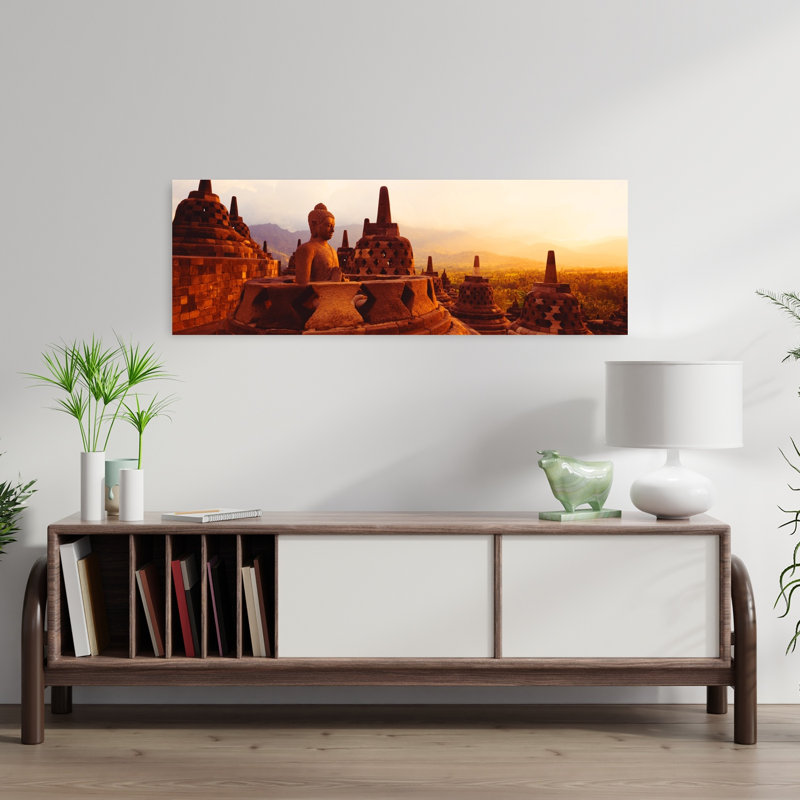 Borobudur, temple bouddhiste de Java, Indonésie, H 12 po x l 36 po