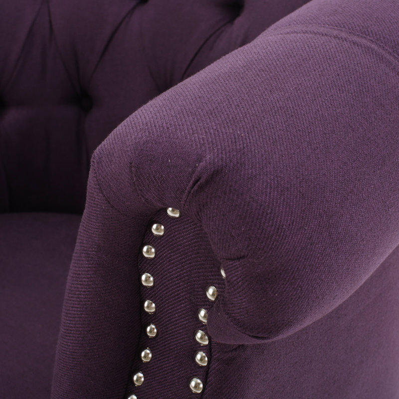 Valli Upholstered Barrel Chair, Plum Polyester
