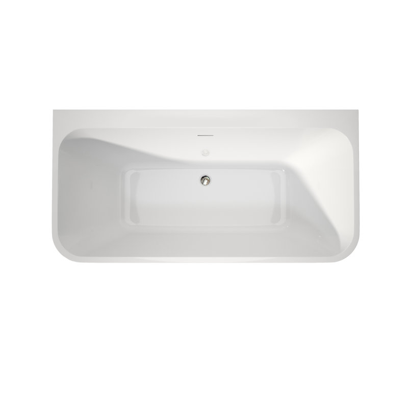 59" White Acrylic Soaking Bathtub, Non - Slip Feature, Fiberglass Reinforced Bottom, High Gloss And Space Saving Bathing Tub With Feature Made Of Quality Resin For Long Lasting Use, Luxury