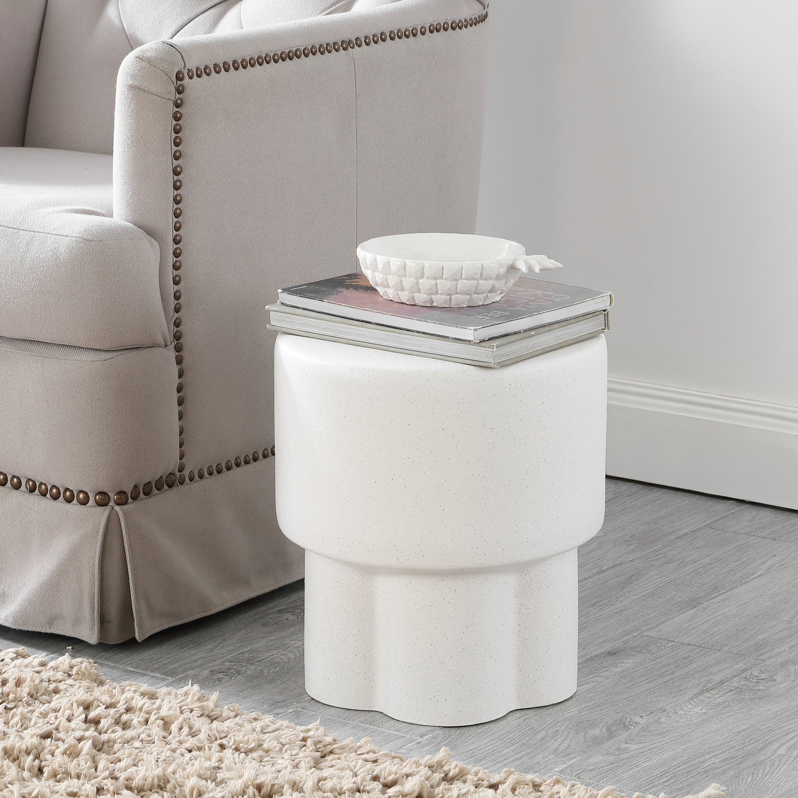 Portside End Table, White Speckled