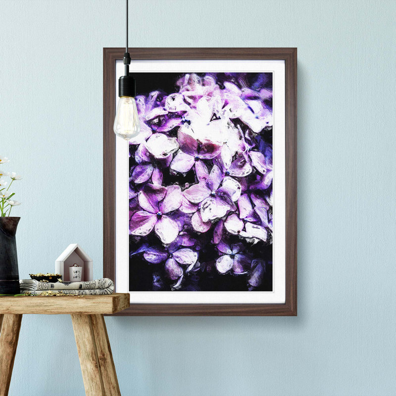 Lilac Hydrangeas - Picture Frame Painting Print, 48cm H x 36cm W x 2cm D, Walnut Framed