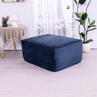 Spring - Filled Blue Corduroy Double Chaise, Fabric, 17 In Height, No Assembly, 26 Lb Weight Chaise Lounge With High Density Padding, Instant Use And 37 Product Depth