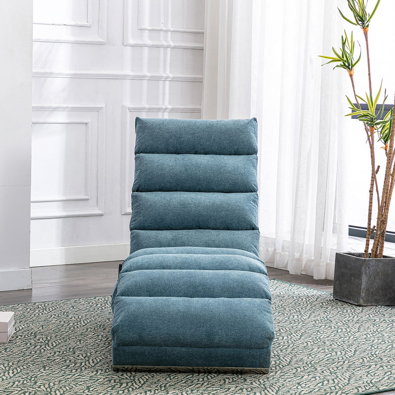 Chaise longue en lin, chaise longue moderne pour bureau ou salon, Bleu