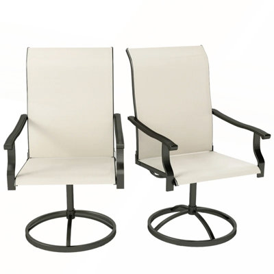 Swivel Outdoor Chairs Set of 2 with Ergonomic Backrest and Breathable Mesh Fabric for Comfortable Patio Seating