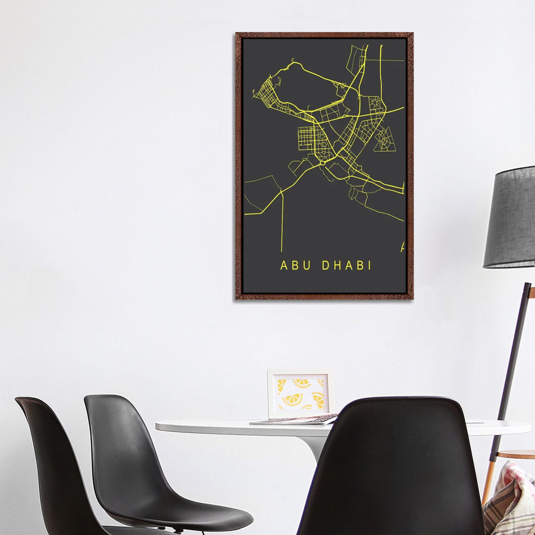 Abu Dhabi Karte Neon von Pixy Paper - Galerie-verpackte Leinwand Giclée auf Leinwand