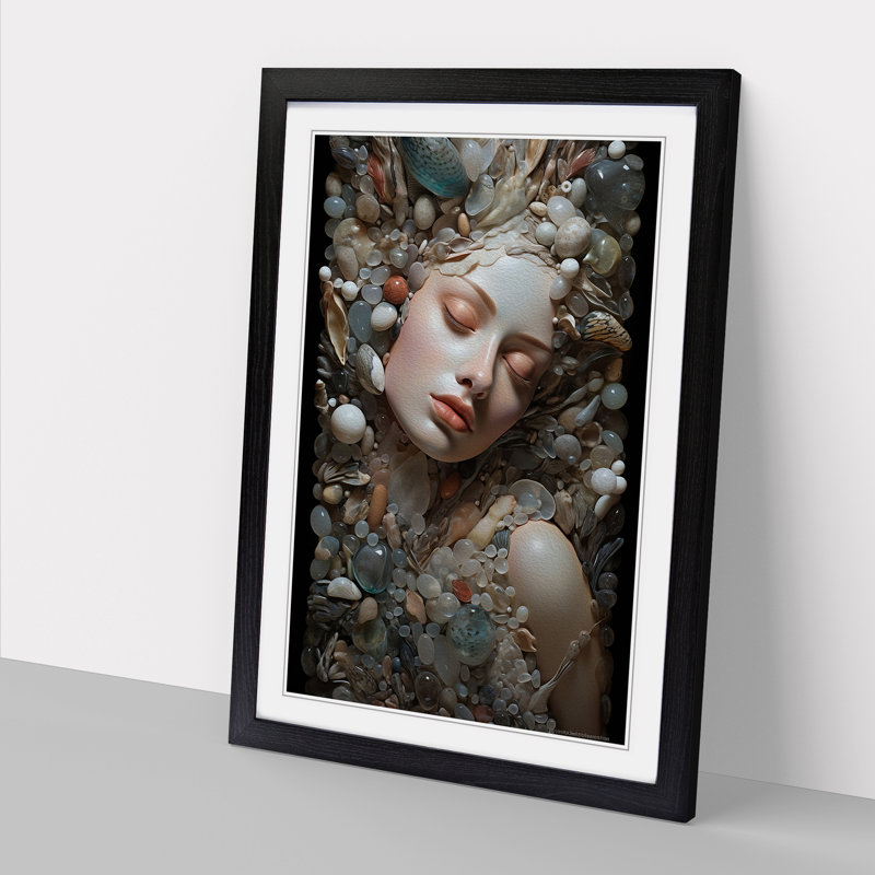 Pebbles Baroque 1 Piece Single Picture Frame Wall Art, 64cm H x 46cm W x 2cm D, Black
