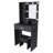 Vanity Table with Mirror & Adjustable LED Lights, Power Outlet, Hairdryer Holder & Stool – Compact Dressing Desk for Small Bedrooms(Black)-692955026