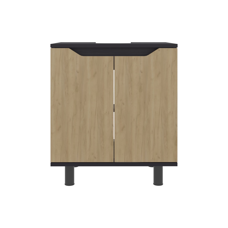 Armoire de rangement sous le lavabo avec portes doubles et tablettes réglables Jerome