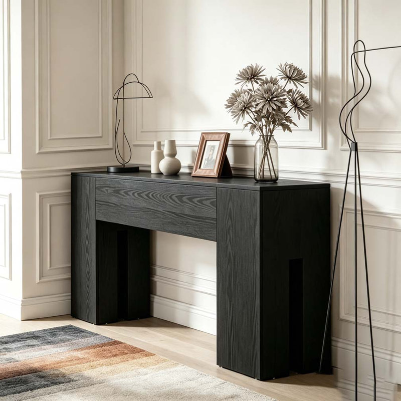 Console, table de couloir en bois, Noir