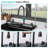 Gunmetal Black Kitchen Sink, Waterfall, Multifunction Single Bowl, 16 Gauge Stainless Steel, Ledge Workstation, Top Mount | Gift Idea