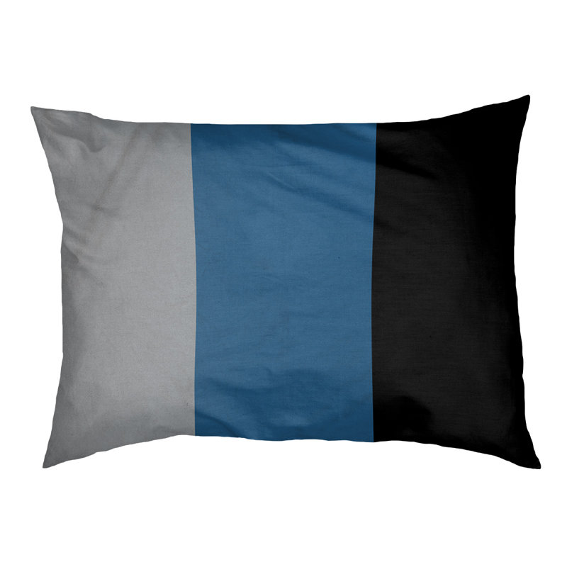 Coussin rectangulaire designer Kansas City, Moyen (L 30 po x l 40 po), Argent / bleu / noir