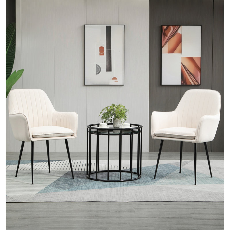 Beaury Fabric Armchair in Cream
