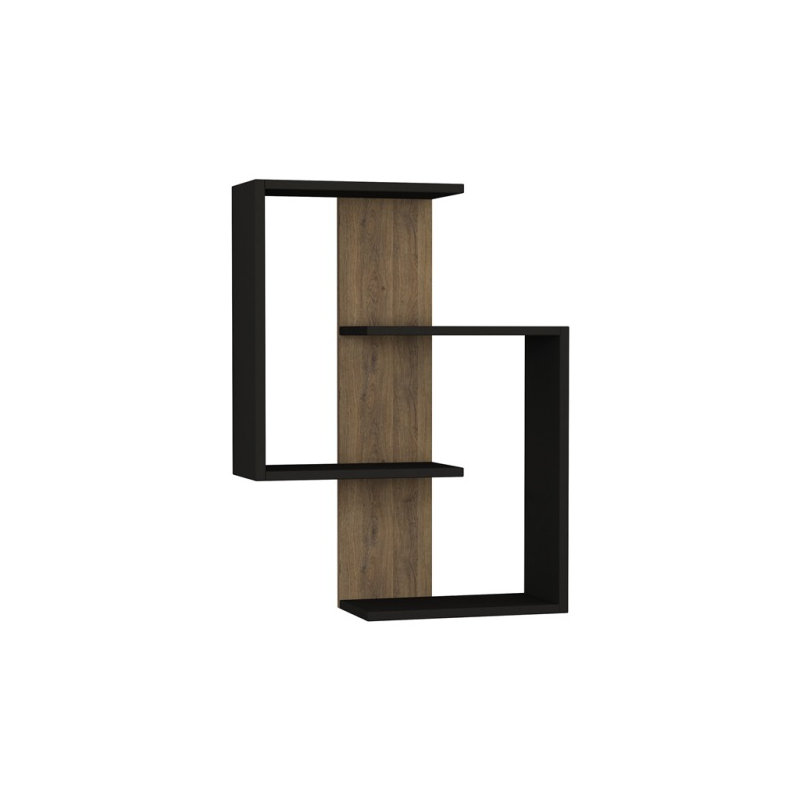 Theodore 3 Piece Floating Shelf, Anthracite/Light Walnut