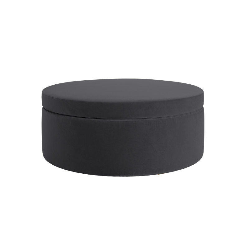 Evergreen Storage Ottoman, Ash Recycled Velvet