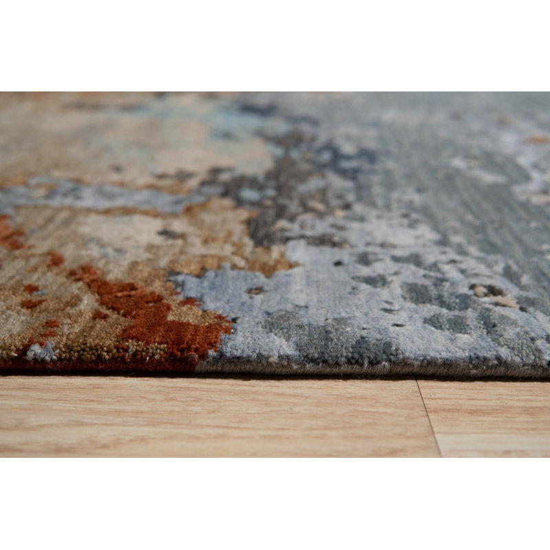 Tapis en laine noué à la main de couleur galaxie, gris, luxueux et élégant pour ajouter une sophistication moderne à votre décor de salon, de chambre à coucher, de bureau ou de maison
