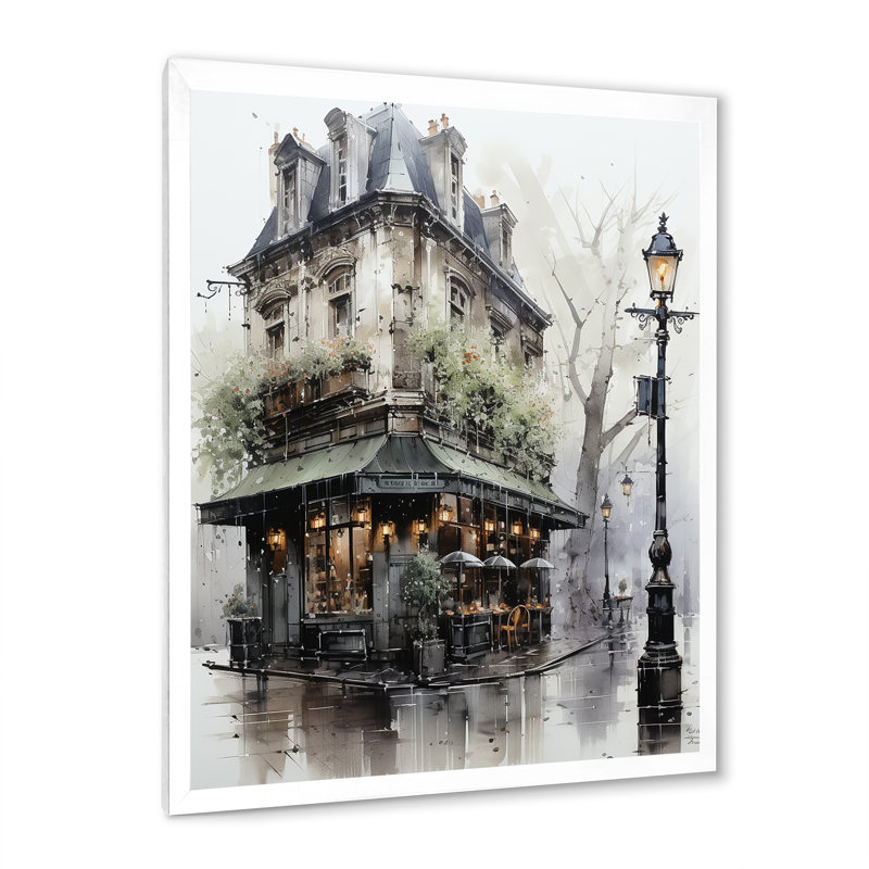 Paris Montmartre Mist - art mural Paris, H 20 po x l 12 po x P 1 po, Cadre simple blanc