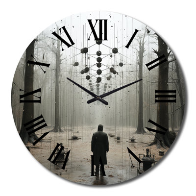 Mystère forêt sombre - horloge murale paysage abstrait