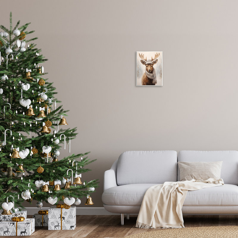 Plaque murale Cozy Winter Deer Fawn, design par Arlington Prints
