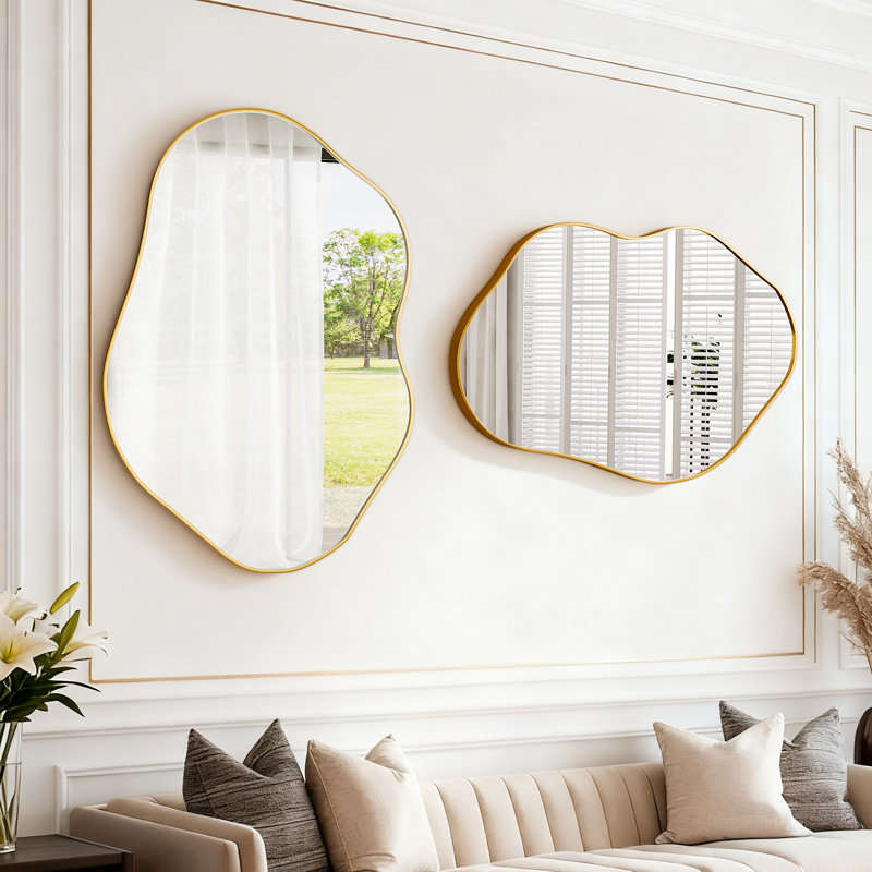 Wall Mirror (set Of 2), Gold, 44" x 32"