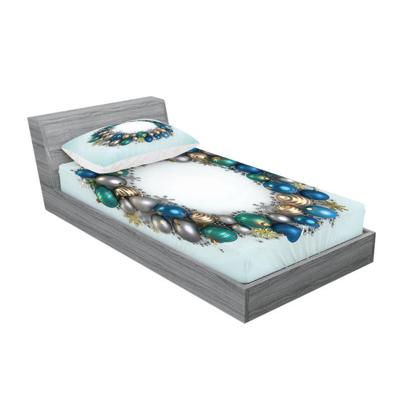 Multicolore drap-housse et coussin décoratif Ambesonne Christmas, Ensemble de draps pour lit simple + deux taies d'o