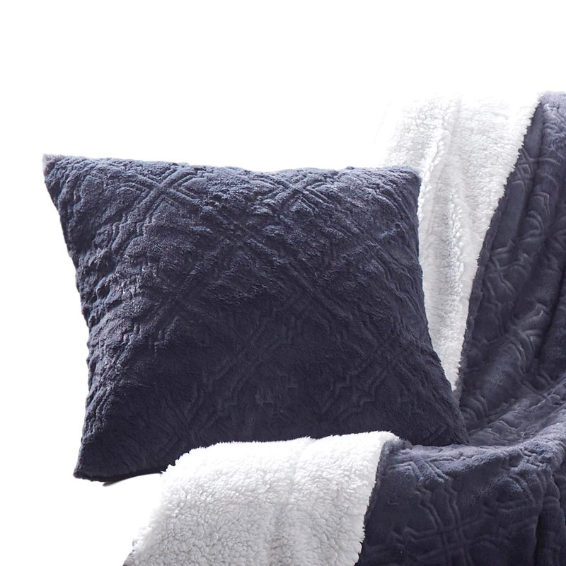 Faux Fur Pillow Cover, Blue